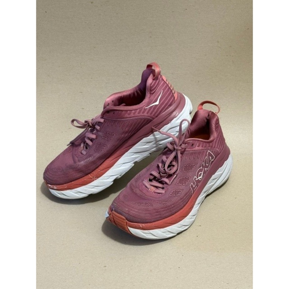 Hoka One One Bondi 7 Womens Wild Rose Red Pear Running Shoes